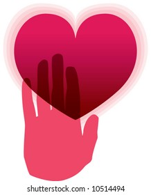 vector hand behind heart