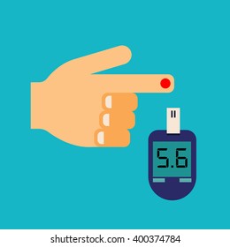 Vector Hand and Blood Sugar Test, with Glaucometer.