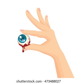 Vector of hand with bloody eye balls for Halloween