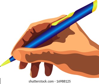 vector hand with blue pen