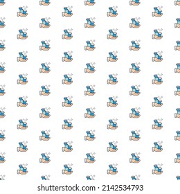 Vector hand with box, delivery, gift pattern with various icons.
