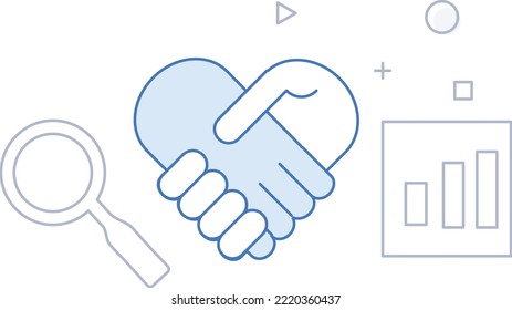 Vector hand by hand heart outline