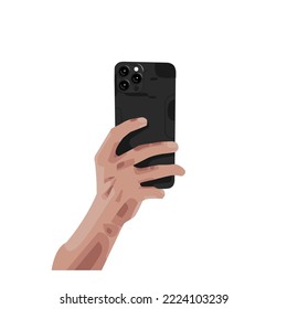 vector hand by holding smartphone