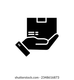 Vector hand and cardboard boxes. The package icon has been received. Isolated against a blank background.