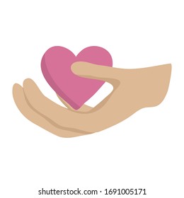 vector hand caucasian holding pink heart help love  illustration 