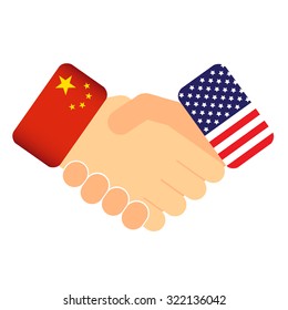 Vector hand check china usa relationship isolated illustration
