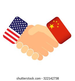 Vector hand check china usa relationship isolated illustration