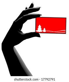 Vector hand with christmas card