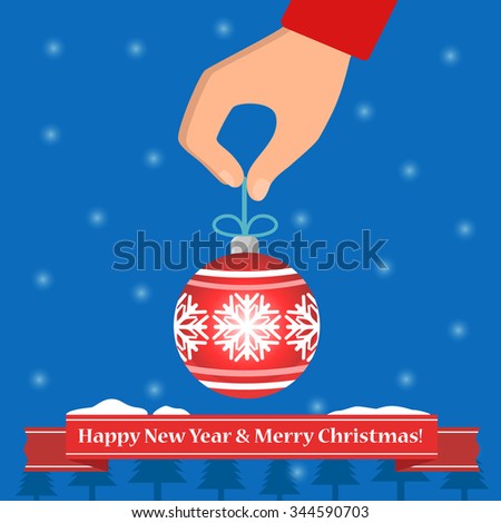 vector. hand with a Christmas toy
