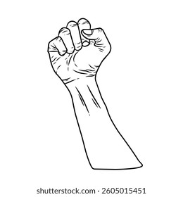 vector hand with clenched fist pose, a sign of spirit or fighting