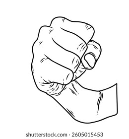 vector hand with clenched fist pose, a sign of spirit or fighting