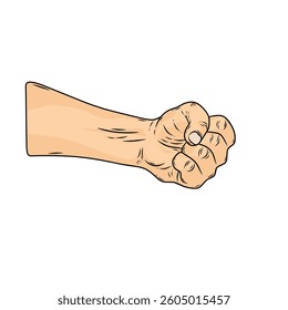 vector hand with clenched fist pose, a sign of spirit or fighting