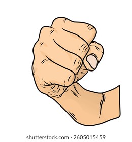 vector hand with clenched fist pose, a sign of spirit or fighting