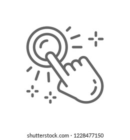 Vector hand click, button press, finger touch, pointer line icon. Symbol and sign illustration design. Isolated on white background