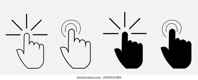 "Vector Hand Cursor Icon Pointing Finger Isolated on Transparent Background"