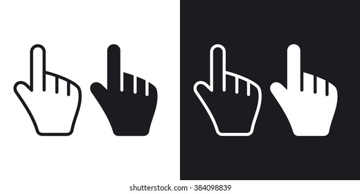 Vector hand cursors icon. Two-tone version on black and white background