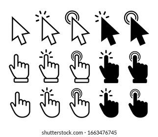 Cursores de la mano del vector iconos clic en el conjunto