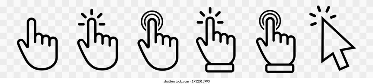 Vector hand cursors icons click set