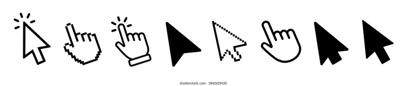 Vector hand cursors icons click set