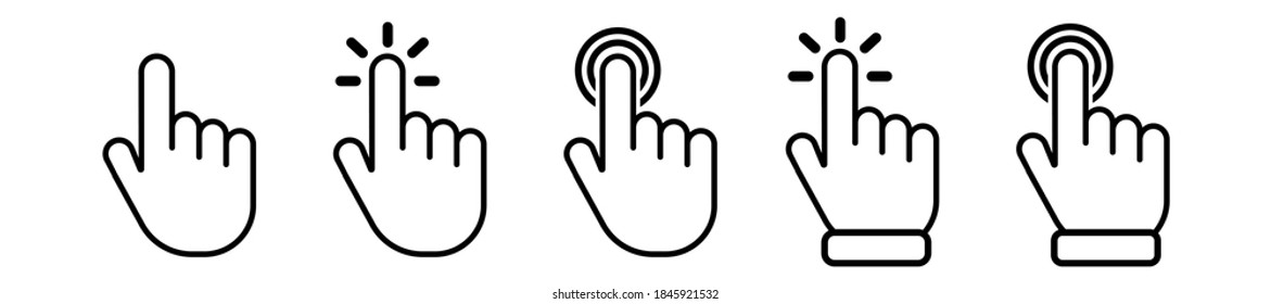 Vector hand cursors icons click set