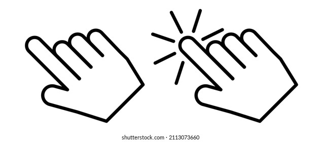 Vector hand cursors icons click set