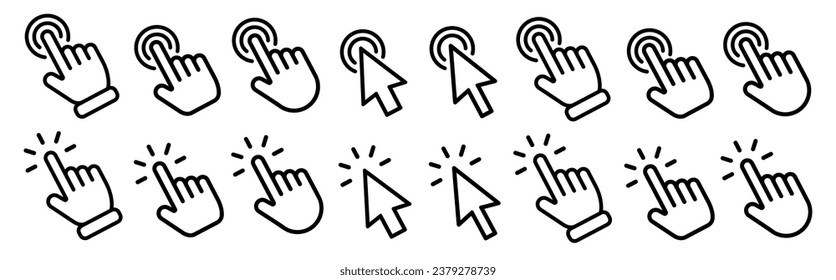 Vector hand cursors icons click set