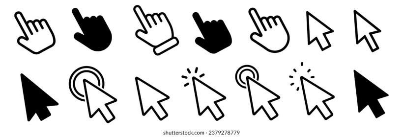 Vector hand cursors icons click set