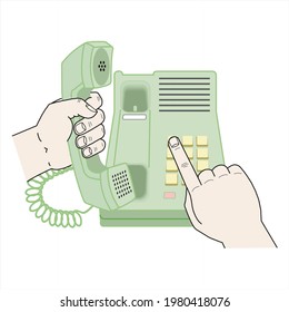 vector of a hand dialing numbers on landline
