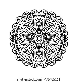 Vector hand draw of abstract circle doodle flower ornament in Zentangle style