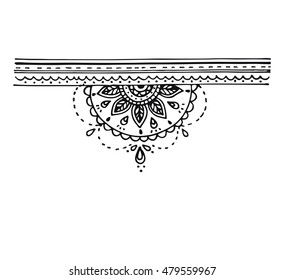 Vector hand draw of abstract half circle doodle flower ornament in Zentangle style