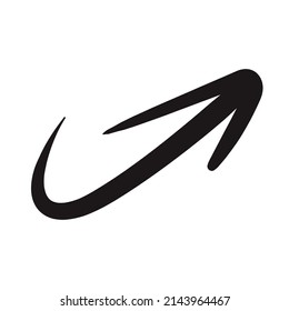 Vector hand draw arrow dynamic style black color isolated on background for infographic, pictogram. Arrow up logo. 10 eps