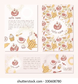 Vector hand draw breakfast background set