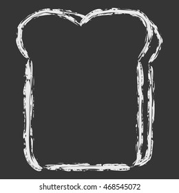 Vector hand draw brush line chalk white bread on black background