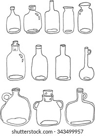 Vector Hand Draw Clear Glass Bottles Stock Vector (Royalty Free ...