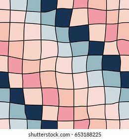 vector hand draw colorful square checkered background or texture