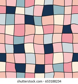 vector hand draw colorful square checkered background or texture