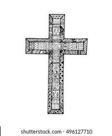 Vector of Hand draw Cross in zentangle style