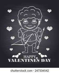 Vector hand draw Cupid on black chalkboard eps.10