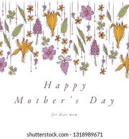 Vector hand draw design for Mother's day greetings card colorful color. Typography and icon for spring holiday background, banners or posters and other printables