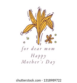 Vector hand draw design for Mother's day greetings card colorful color. Typography and icon for spring holiday background, banners or posters and other printables