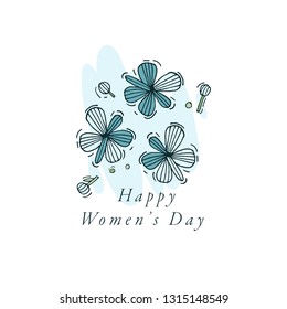 Vector hand draw design for Women's dayg reetings card colorful color. Typography and icon for 8 march background, banners or posters and other printables. Spring holidays design elements