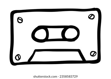 vector hand draw doodle cassette, isolated on white
