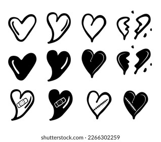 vector hand draw doodle, set 12 style of love
