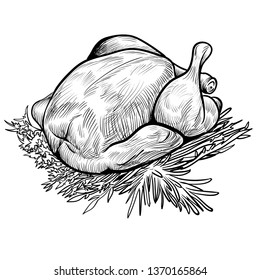 Vector hand draw doodle sketch Thanksgiving fried turkey