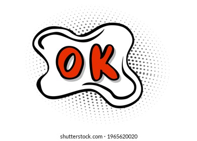 Vector Hand Draw Doodle Sketch OK, with abstract shape and half tone, Isolated on White
