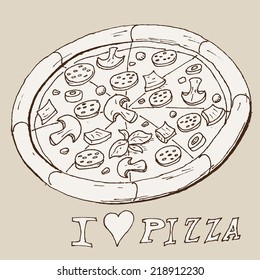 Vector hand draw doodle sketch pizza cartoon