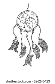 Vector of hand draw Dream catcher. Sketch of ethnic magical things.
