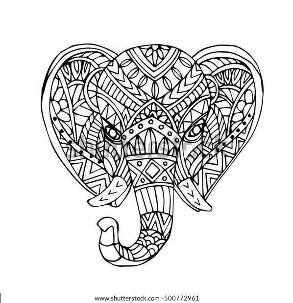 Vector Hand Draw Elephant Head Zentangle Stock Vector (Royalty Free ...