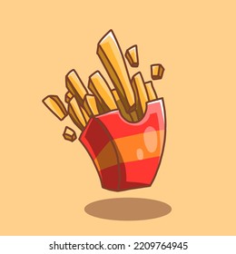 Vector hand draw french fries potato icon illustrations ,fast food conceot isolated