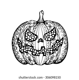 Vector of hand draw Halloween Pumpkin in zentangle style